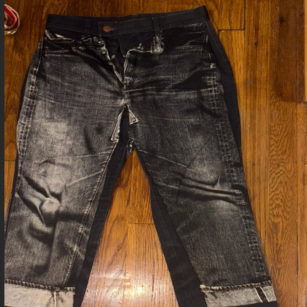 Jean Paul Gaultier – Denim Trompe L'oeil Jeans Black/Gray Size 6 / 8 6/8 FR42